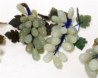 1198	LOT OF 4 ASIAN CARVED JADE GRAPE CLUSTERS, APPROXIMATELY 9 IN LONG
