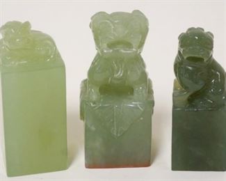 1240	3 CARVED JADE STAMPS, APPROXIMATELY 3 IN
