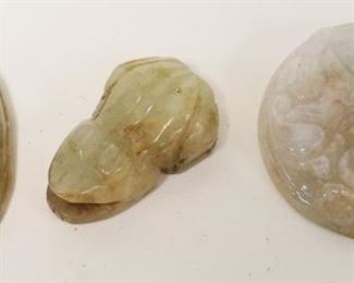 1245	3 PIECE LOT OF JADE CARVINGS, LARGEST APPROXIMATELY 2 IN
