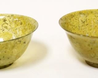 1250	2 JADE BOWLS, APPROXIMATELY 4 IN X 2 IN HIGH
