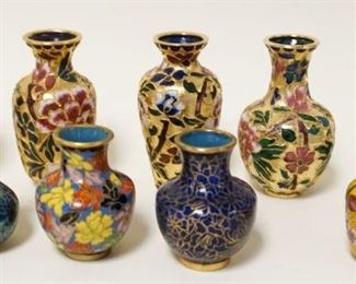 1258	LOT OF 9 CLOISONNE MINIATURE VASES, LARGEST APPROXIMATELY 3 1/4 IN
