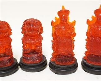 1275	4 COMPOSITE CAST ASIAN FIGURES ON WOOD BASES, LARGEST APPROXIMATELY 8 IN HIGH
