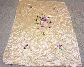 1294	ASIAN EMBROIDERED SILK TABLE CLOTH W/FLOWERS & BIRDS, APPROXIMATELY 55 IN X 70 IN
