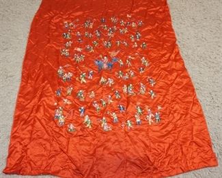 1296	LARGE ASIAN EMBROIDERED SILK CLOTH, APPROXIMAATELY 53 IN X 74 IN
