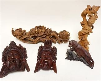 1302	LOT OF 5 ASIAN WOOD CARVINGS
