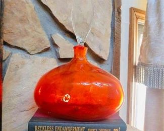 1950s Blenko glass tangerine carafe