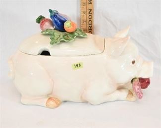 Lot #148 - Fritz and Floyd Ceramic Pig Tureen - No Ladle