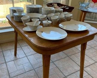 kitchen table, Mikasa china set, "Concord" pattern