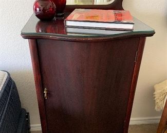 antique music cabinet, with cut glass top