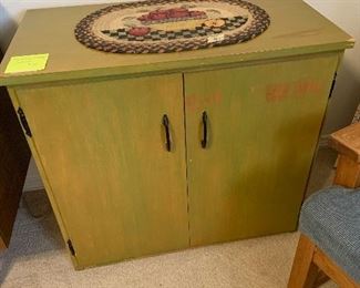 antiqued green cabinet