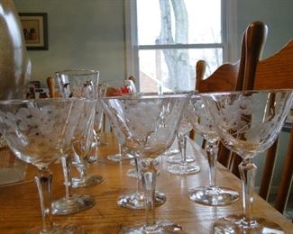 Etched crystal glasses