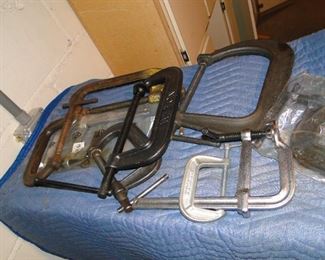 Large assortment of C clamps