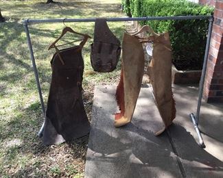 Vintage chaps and saddle bag