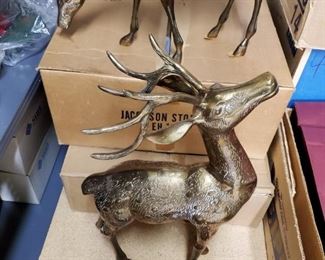 13' and 21' high Vintage Solid Brass Deer - Set of 2 