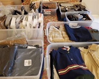 Many NEW articles of clothing; Mostly Men's XL and Women's L