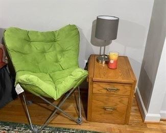 chair, rug and side table