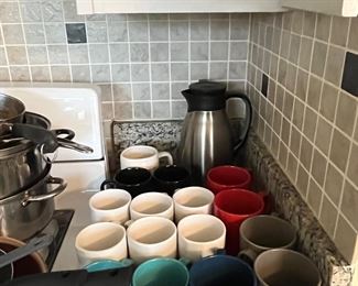 Kitchen miscellaneous (gray mugs in cabinet NFS)
