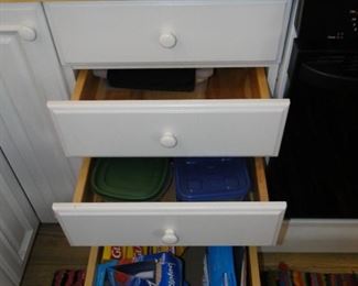 Some cleaning supplies and plastic storage containers