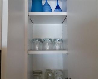 Clear glassware and blue pieces too