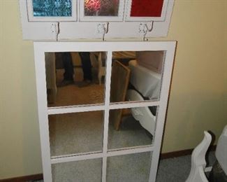 Mirrored window, and stained glass coat rack