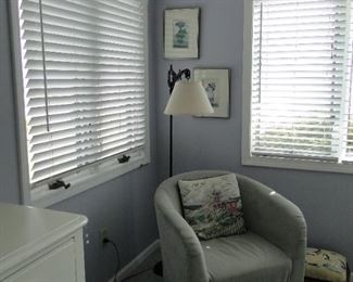 Barrel back chair with amazing iron floor lamp