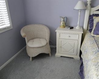 Nice cute wicker chair, that compliments the bedroom set perfectly