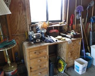 Project pieces, and grinder, mops buckets and brooms too