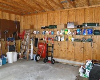 Lots of items to be seen in the garage