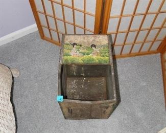 Vintage Asian inspired metal tea box