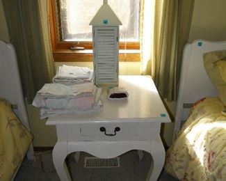Beautiful nightstand, and classic nautical lamp