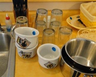 Mixing bowls, and sauce cups, glasses too