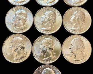 10 Unc 1960 Silver Quarters