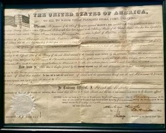 Land Grant for Revolutionary Patriots President Abraham Lincoln- Signed by Secretary  