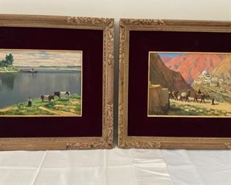 Oil paintings signed T. Oda