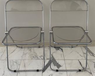 Mid-century modern acrylic & chrome folding chairs