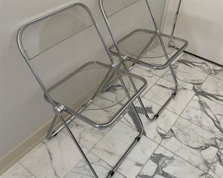 Mid-century modern acrylic & chrome folding chairs