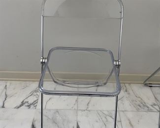 Mid-century modern acrylic & chrome folding chairs