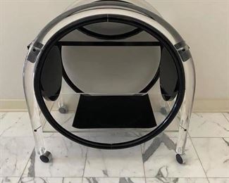 Mid-century Modern acrylic drop-leaf bar cart