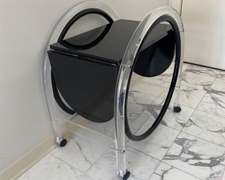 Mid-century Modern acrylic drop-leaf bar cart