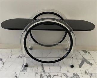 Mid-century Modern acrylic drop-leaf bar cart