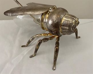 Silver-plated bee sugar bowl