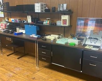 Vintage metal desks, credenzas, tables