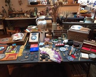 Wood boxes, desk phone, misc.