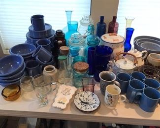 corning dish set colored glass