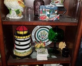 Lighthouse Lamp, Great Green Gob...er, I mean Green Glass Bundt Cake Holder,  Pfaltzgraff,  Vinyl Records
