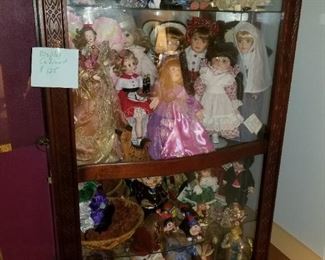 Another Standing Display Case FULL of Dolls, Angels, etc