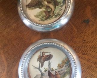 1950s coasters with a bass fish and birds. 