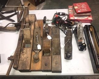 A collection of planes and other tools. 