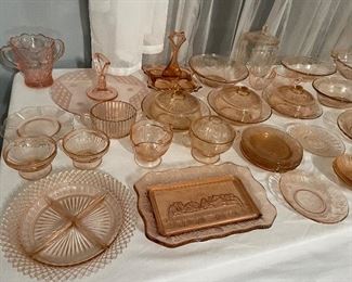 Lots of Pink Depression Glass