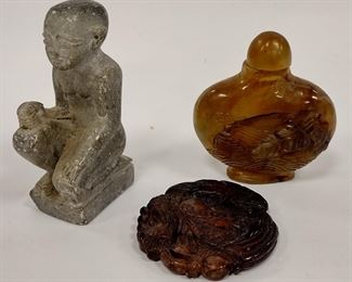 THREE CHINESE STONE OBJECTS